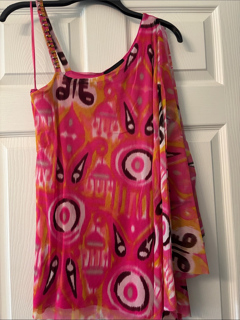 INC International Concepts Pink Multi One-Shoulder Printed Blouse